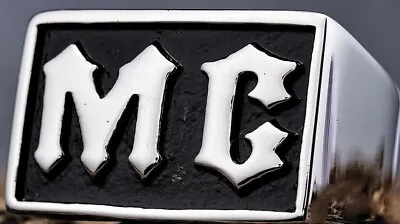 MC Ring Stainless Black Motorcycle Club Biker  Sz 7 Thru 15 • $15.99