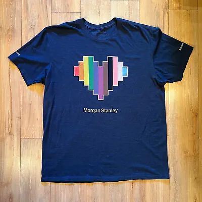 Morgan Stanley T-Shirt XL Blue Stronger Together Heart Finance Tech Made In USA • $24.99