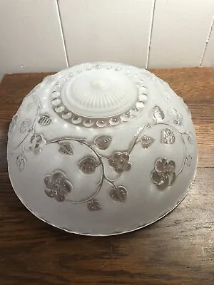 Vintage Frosted FLORAL Pattern 3-Hole Drop Ceiling Light Cover 10.25  • $13.39