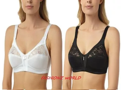 Womens Firm Control Soft Satin Cup Bra Non Wired Unpadded Full Cup Size 34b-44dd • £7.99