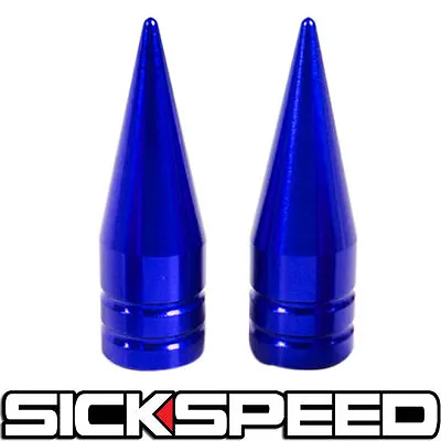 2pc Blue Long Spiked Valve Stem Caps Metal Thread Kit/set For Wheel/tires M8 • $9.88