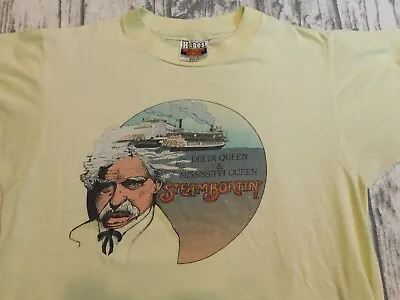 TRUE VTG SHIRT SINGLE STITCH MADE USA THIN HANES MARK TWAIN STEAMBOAT 70's ADULT • $30