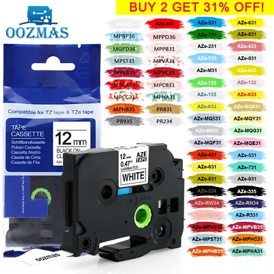 TZe-231 Laminated Label Tape Printer Compatible Brother P-Touch TZ Tze 12mm X8m • £7.91