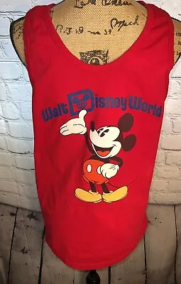 Walt Disney World Red Mickey Mouse Tank Top Medium 100% Cotton • $7.25