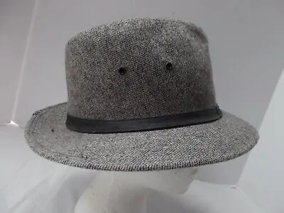 Vintage Mens London Fog Hat Fedora Tweed Wool Blend Gray M 7-7 1/8   • $29.99
