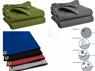 High-Quality Green Heavy Duty Canvas Tarpaulin Waterproof Basha Boat Truck Cover • £99