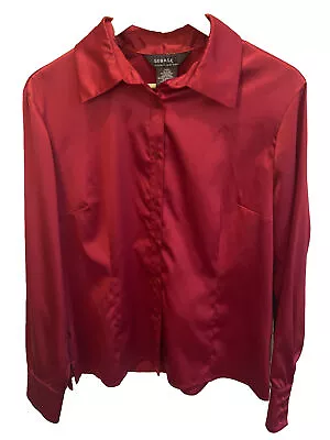 George By Mark Eisen Christmas Red Woman’s Button Up Long Sleeve XL 16/18 • $8