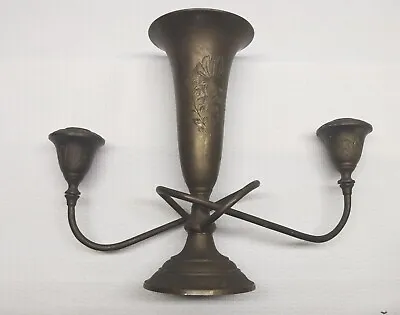 Candelabra Indian Brass Candle Holder Flower Ornate Etched Twisting Floral VTG • $7.99