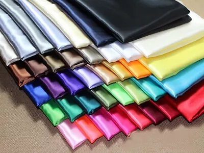 £3.31 • Buy Clearance Silky Satin Dress Craft Fabric Plain Satin Luxury Wedding Material 58 
