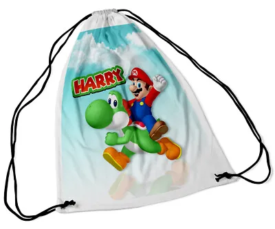 £11.49 • Buy Personalised Drawstring Bag Any Name Super Mario School Nursery PE Gift 40