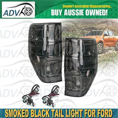 For Ford Ranger PX MK2 2011-2018 Pair Of Smoked Black Tail Lights Rear Lamp • $70.71