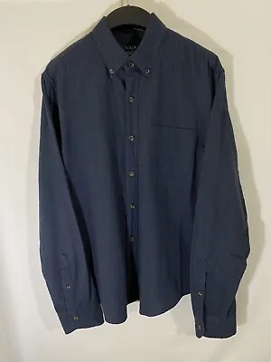 J Crew Flannel Shirt Mens Medium Blue Brushed Button Up Long Sleeve Twill Soft • $15.99