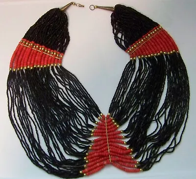 Naga Nagaland  Tribal Red And Deep Coral Colored Beeds Necklace • $25