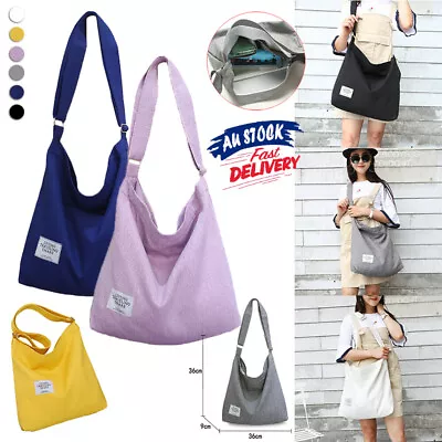 Womens Large Canvas Handbag Ladies Travel Messenger Shoulder Bag Hobo Tote Purse • $13.41