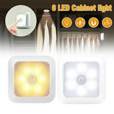 LED Motion Sensor Lights PIR Wireless Night Light Battery Cabinet Stair Lamp • £5.14