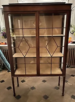 £199 • Buy Antique Mahogany Glass Display Cabinet Ornate Cupboard Armoire Linen Press Unit
