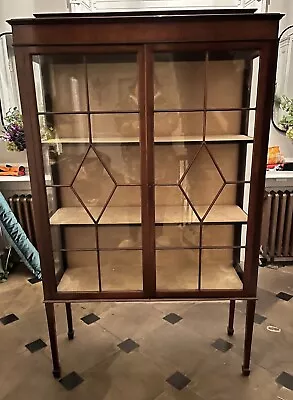 £199 • Buy Antique Mahogany Glass Display Cabinet Ornate Cupboard Armoire Linen Press Unit