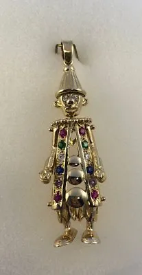 9ct Gold Cubic Zirconia Movable Clown Pendant  6.3cms  Drop Inc Bale 12.9g  NEW • £579.90