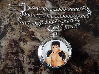 Muhammad Ali Chrome Pocket Watch With Chain • $18.64