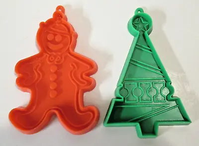 Vintage Set Of 2 Christmas Cookie Cutters - Tree & Gingerbread Man Dial Soap • $5