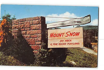 Mount Snow Vermont VT Postcard 1962 The Entrance To Mount Snow Ski Area • $5.98