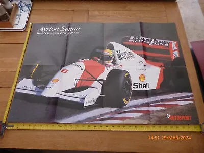 AYRTON SENNA WORLD CHAMPION 1988/90/91 MARLBORO McLAREN AUTOSPORT POSTER *READ* • £8.99