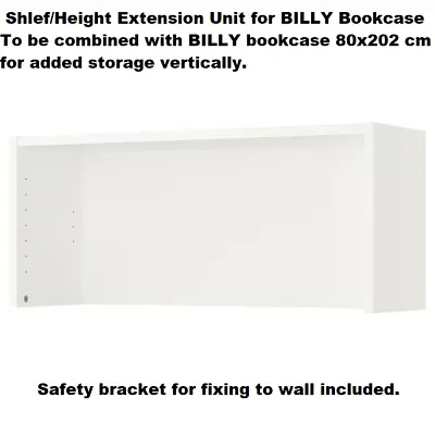 IKEA BILLY Bookcase Shelf/Height Extension Unit White Top Wall Mount Storage NEW • £49.83