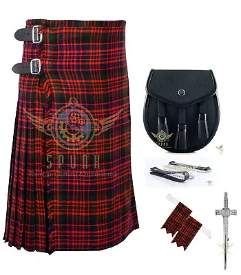 Men's Scottish Tartan 8 Yard Traditional Kilts - Sporran - Flashes - Kilt Pin • $65