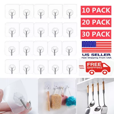 30/20/10 PACK Adhesive Sticky Hook Light Weight Wall Seamless Hangers • $5.65