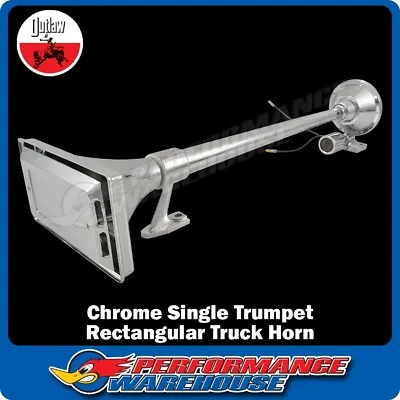 Chrome Single Rectangular Trumpet Air Horn 630mm Long 12V/24V Loud Truck Train • $119.89
