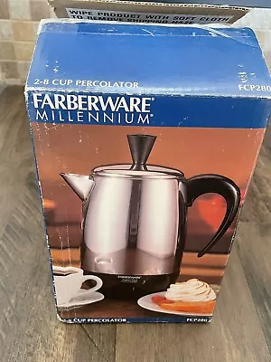 Farberware 2-8 Cup Electric Coffee Percolator FCP280 Stainless Steel Open Box • $55
