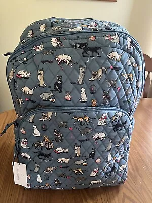 VERA BRADLEY LARGE ESSENTIAL BACKPACK BOOK BAG In CAT’S MEOW NWT • $70