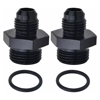 2PCS ORB-8 O-ring Boss 8AN To AN6 6AN Male Adapter Fitting Black For Fuel Rail • $8.99