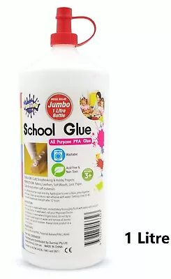 $6.95 • Buy 1 Litre PVA Glue All Purpose For Slime Make Craft Non Toxic Washable Scrapbook