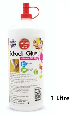 $6.95 • Buy 1 Litre PVA Glue All Purpose For Slime Make Craft Non Toxic Washable Scrapbook