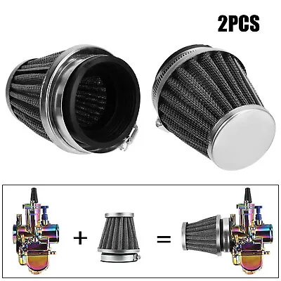 2x Air Filter Pod Cone Cleaner 50mm Universal Motorcycle For Honda Yamaha Suzuki • £10.33