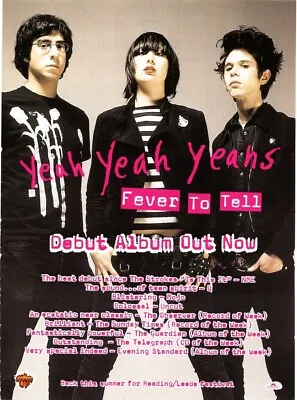 Framed Magazine Advert 11x9  Yeah Yeah Yeahs : Fever To Tell Album • £22.99