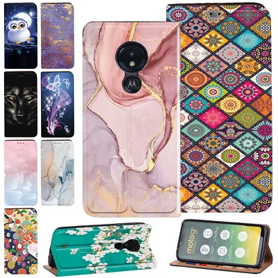 Printed PU Leather Mobile Phone Stand Cover Case For Motorola E6 E20 E30 E40/G • £4.96