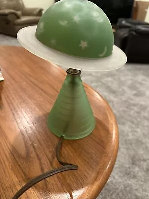 Vintage Art Deco 1939 Worlds Fair Green Glass Saturn Lamp • $999.99