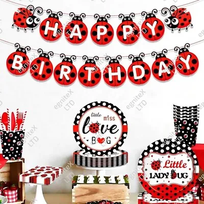 Ladybug Ladybird Polka Dot Birthday Party Tableware Red Decorations & Balloons • £0.99
