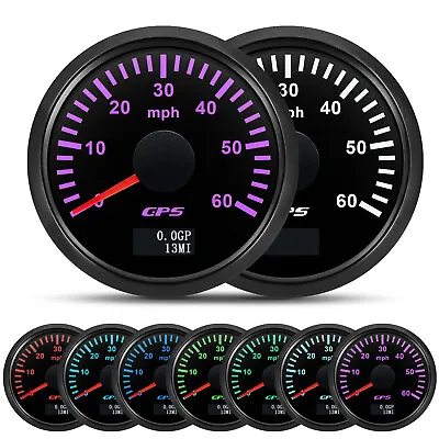 2'' 52mm Black GPS Speedometer 0-60MPH Gauge For Boat Car Motorcycle 7 Color LED • $39.39