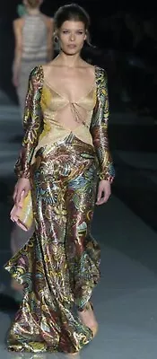 *MISSONI* Runway F/W 2004 Cutout Silk Floral  Metallic Lurex Gown  IT 40 • $1600