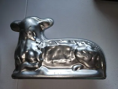 Vintage Metal Chocolate Mold 10 X 7  Lamb Sheep Lying Down • $15