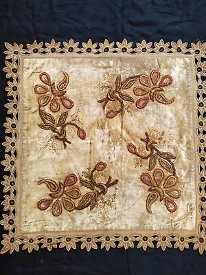 Antique French Or Italian Velvet Silk Embroidery Textile Needlework Panel Itm741 • $135