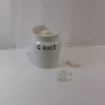 Antique Edwardian Ironstone G. Rice Storage Jar #259108 • £25.50