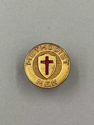 Methodist Men Gold Colored W/ Red Cross Screw Back Lapel Pin • $10.40