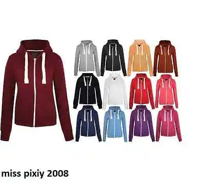 Kids Girls & Boys Unisex Plain Fleece Hoodie Zip Up Style Zipper Age 3-13 Years • £11.95