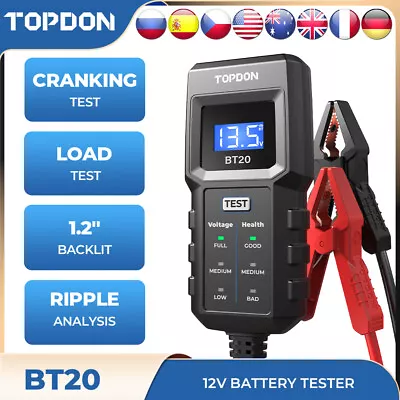 TOPDON BT20 Digital Battery Analyzer 12V 100-2000CCA Car Battery Load Tester US • $18.99