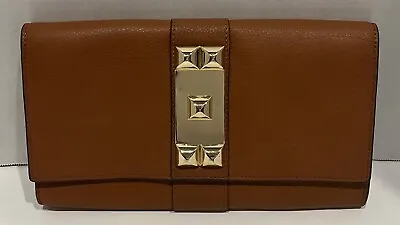 💖Vince Camuto Louise Tan Acorn Brown Gold Studded Leather Clutch Bag - GREAT!💖 • $35.99