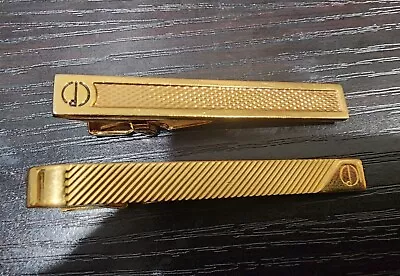 2 ALFRED DUNHILL London TIE BAR Tie Clip Without Cufflinks 18k Gold Plated. • $24